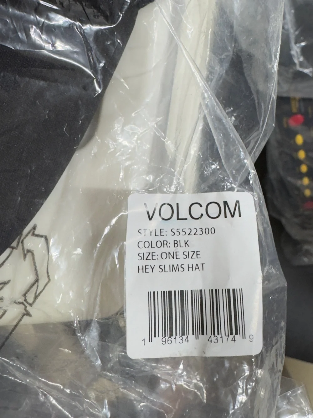 Volcom Black Hat with Yellow Floral Smiley Graphic